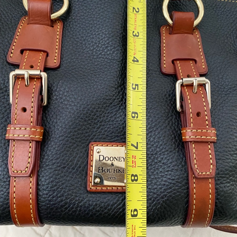 Dooney & Bourke Black Satchel with Brown Trim and Gold Hardware - Picture 7 of 10